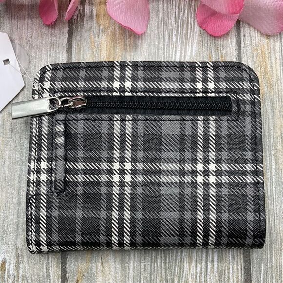 WOMEN’S SHARON SMALL TwoFold Plaid Print Wallet Bag Purse - Picture 2 of 4